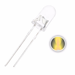 100pcs 20mA 3V 5mm Warm White Transparent Ultra Bright Round LED Diode Emitting Lamp Through Hole