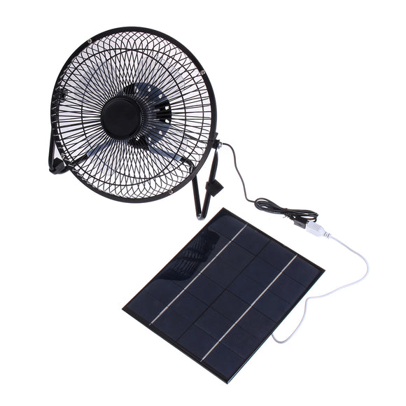 6V 6W 8 Inch Ultra-quiet USB Mini Solar Panel Fan For Outdoor Camping