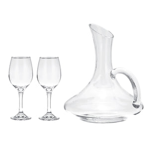 1700ML Elegant Crystal Glass Decanter and 2 Cups Pourer Water Carafe Bottle Table Aerator Carafe