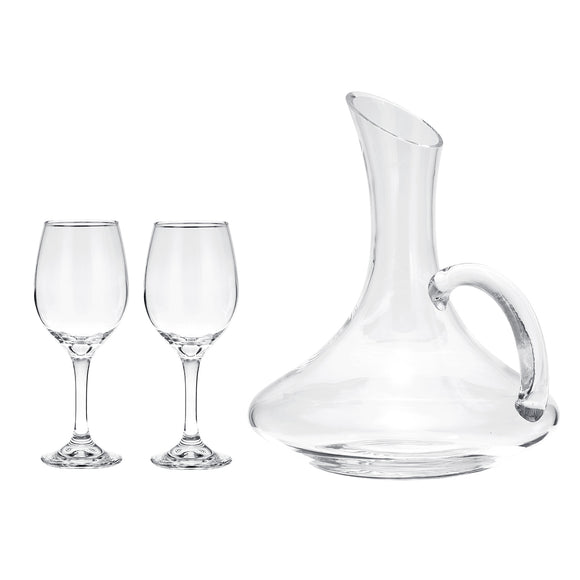 1700ML Elegant Crystal Glass Decanter and 2 Cups Pourer Water Carafe Bottle Table Aerator Carafe