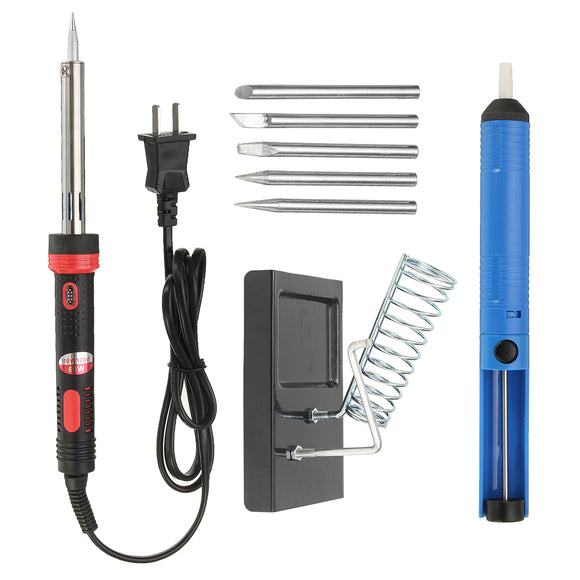 110V 60W Electric Temperature Welding Soldering Iron Tool with 5 Tips + Sucker