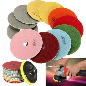 12pcs 4 Inch 50-6000 Grit Diamond Polishing Pads Set for Granite Concrete Marble