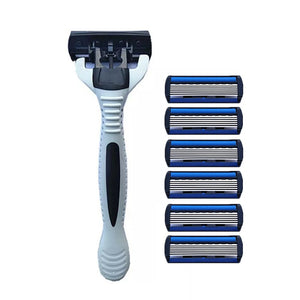 Man's Shaving Razor Manual Old-fashioned Shaver 6 Layers Razor 1 Razor Holder + 6 Blades