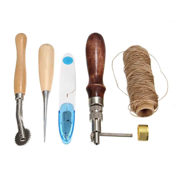 7Pcs Leather Craft Hand Awl Stitching Thread  Sewing DIY Tool Kit