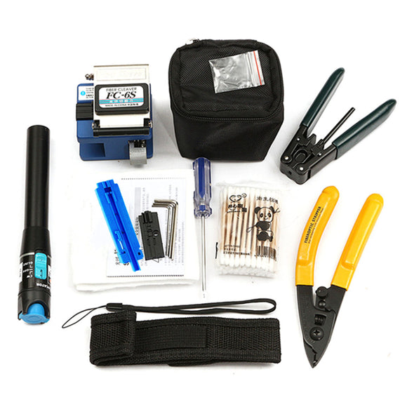 11 In 1 FC-6S FTTH Splice Fiber Optic Tool Kits Fibre Stripping Fiber Cleaver