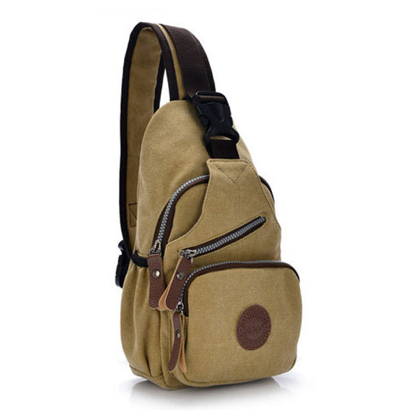 Women Men Canvas Sports Chest Bags Retro Shoulder Bags Outdoor Travel Bags