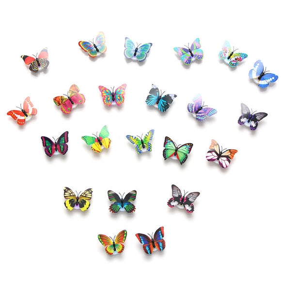 DIY LED Glowing 3D Butterfly Night Light Sticker Design Mural Home Wall Decal Decoration