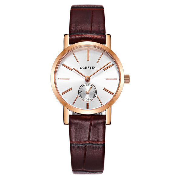 OCHSTIN LQ017A Fanshionable Ladies Wristwatch Thin Leather Band Analog Quartz Movement Watch