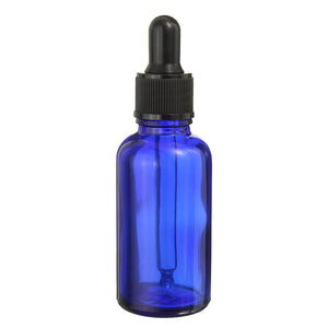 30mL Empty Blue Glass Essential Oil Bottle Filler Refillable Container with Eye Dropper