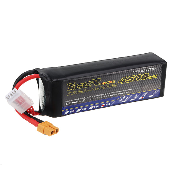 Tiger Power 14.8V 4500mAh 75C 4S Lipo Battery XT60 Plug for Skyhunter RC Airplane