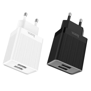 HOCO C51A Dual USB EU Plug Wall Smart USB Charger for Samsung Xiaomi Huawei