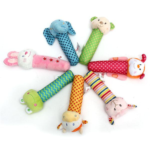 Animal Developmental Soft Stuffed Infant Baby Plush Hand Toys Rattles Kids Bell Cute Cartoon