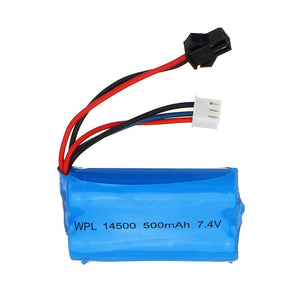 WPL Upgraded 7.4V 500mAh 2S Li-ipn Battery for B36 B24 1/16 Full Proportional Control RC Vehicles