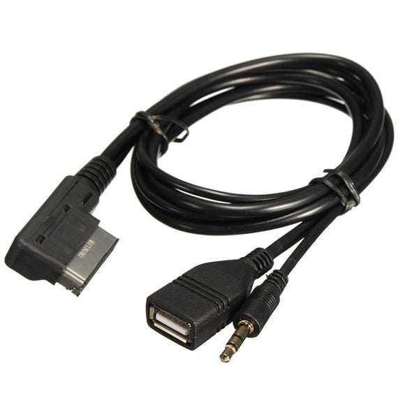 AMI MDI Music to 3.5mm AUX Audio Cable with USB Charger Port For VW Audi A4 A6 A8 S4 S6 Q5 Q7