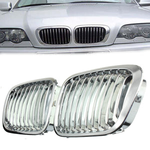 Front Kidney Chrome Glossy Grill Grille For BMW E46 3 Series 4 Door 4 DR 97-01