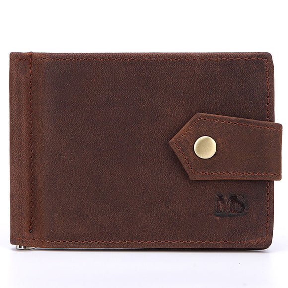 Vintage Genuine Leather Zipper Card Holder Coin Bag Wallet For Men