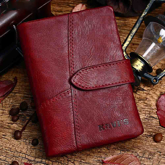 Genuine Leather Vintage Small Short Wallet Card Holder Purse For Women