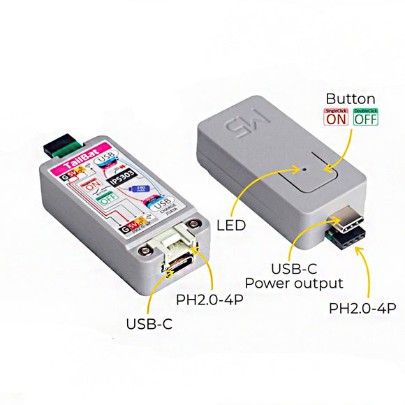 M5Stack ATOM TailBat External Rechargeable Lithium Battery 190mAh Portable Power IP5303 Chip with Indicator Light