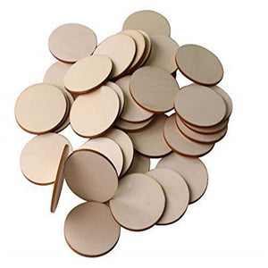 25Pcs Blank Circle Round Wood Chip Sheet Unfinished Laser Engraving Wooden DIY Painted Crafts