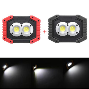 Xmund 2Pcs 30W USB LED COB Outdoor 3 Modes Work Light Set Camping Emergency Lantern Flashlight Spotlight Searchlight Black+Red