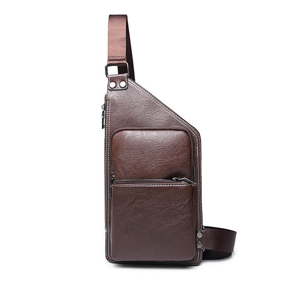 Men PU Leather Riding Crossbody Shoulder Bag Leisure Chest Bag