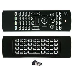 MX3 Wireless QWERTY White Backlit 2.4GHz Keyboard Air Mouse with Microphone For TV Box MINI PC