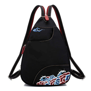 Women Chinese Style Nylon Waterproof Crossbody Bag Backpack