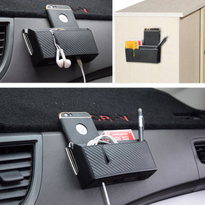 Two Deck Design Car Air Vent Storage Box Organizer Catcher Box Phone Holder Black