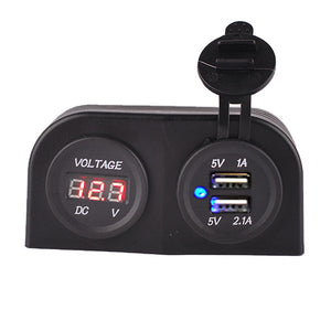 C875 Vehicle Voltage Meter Car Dual USB Charger Integrated Machine 12-24V