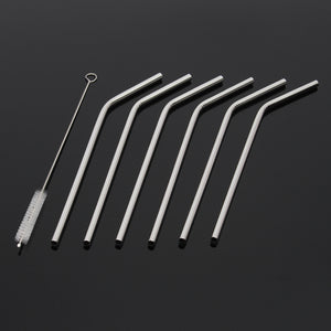 6Pcs Stainless Steel Straw Reusable Drinking Straw For Yeti 20oz Tumbler With 1 Pc Cleaning Brush