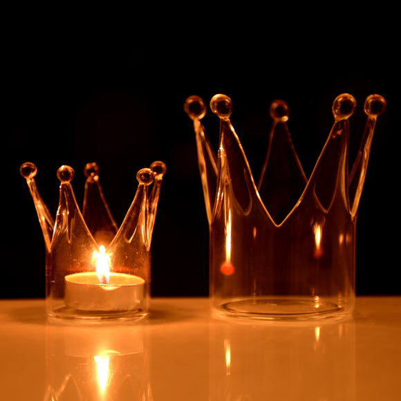 Crown Glass Candle Holder Candelabrum Candle Stick Candle Light Dinner Home Wedding Decor Gift