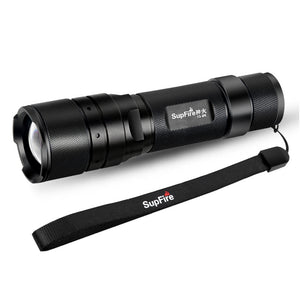 Sup Fire F3-L2 1100 Lumens Flashlight 18650 Battery Telescopic Zoom 5 Modes Work Lamp Camping Hunting