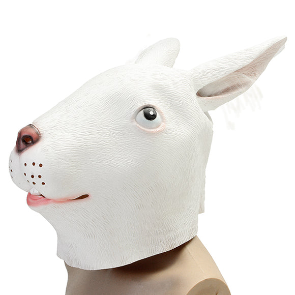 Rabbit Mask Creepy Animal Halloween Costume Theater Prop Party Cosplay  Deluxe Latex