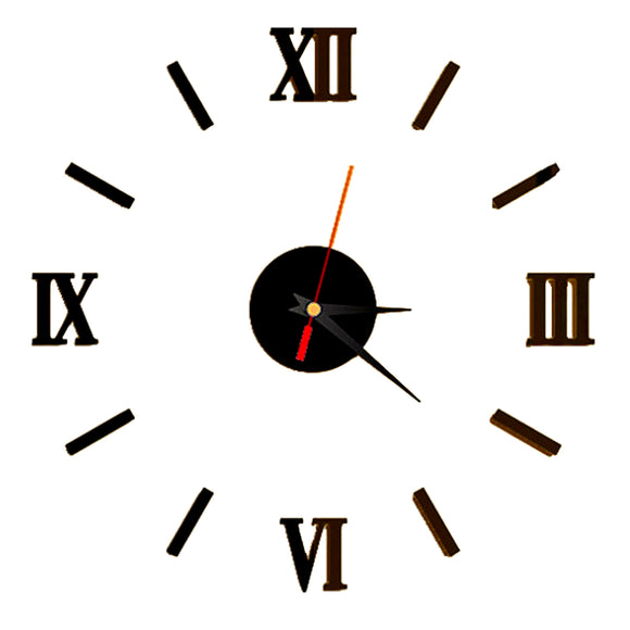 Wall Clock Watch Large Modern Simple DIY Sticker Decal 3D Roman Numeral Home