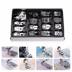 16Pcs Domestic Sewing Machine Presser Foot Feet Kit Set Hem Foot Spare Parts Accessories With Box