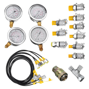 10/25/40/60mpa Hydraulic Pressure Guage Test Kit with 4pcs Oil Gauge Test Hose