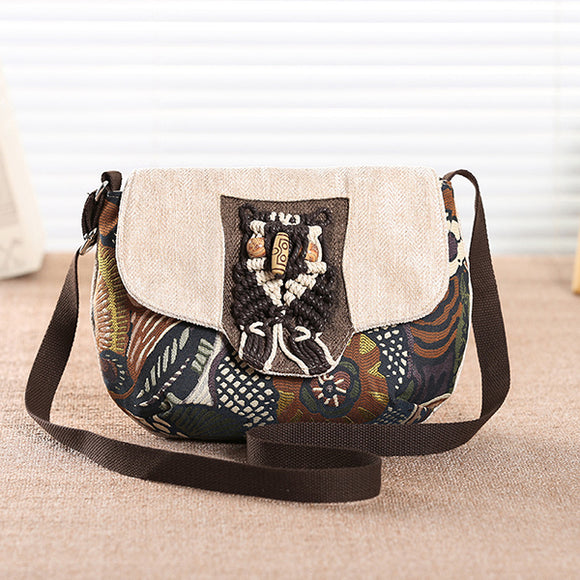 Women National Style Patchwork Crossbody Bag Shoulder Bag