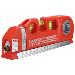 Laser Level Horizon Vertical Measure Tape 8FT Aligner Standard Metric Ruler