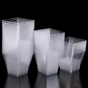 40pcs Plastic Square Mousse Cake Dessert Cup Sample Drink Jelly Tumbler Party Wedding Decor