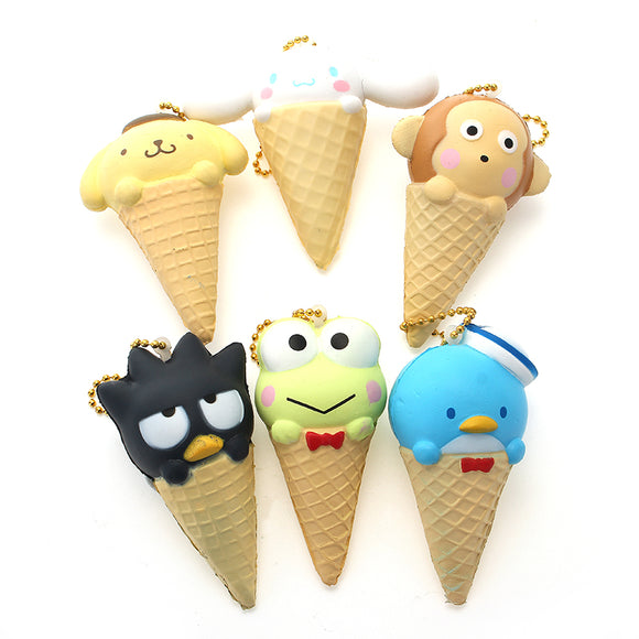 Squishy Bird Frog Dog Monkey Ice Cream With Ball Chain Phone Bag Strap Decor Gift Toy