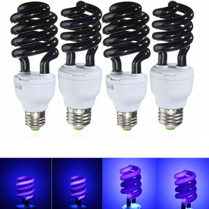 UV Ultraviolet Spiral Low Energy Saving CFL Light Bulb E27 Screw Black Light Bulb