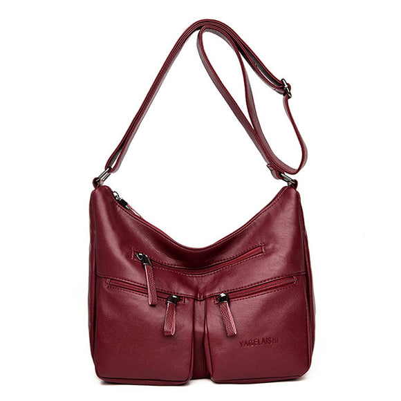 PU Soft Leather Double Front Pockets Shoulder bags Crossbody Bags