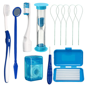 8Pcs Dental Oral Care Kit Orthodontic Teeth Toothbrush Floss Thread Wax Mirror Dental Tools