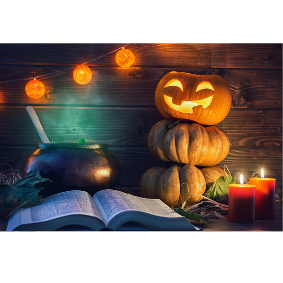 7x5FT Halloween Pumpkin Lamp Theme Photography Backdrop Studio Prop Background