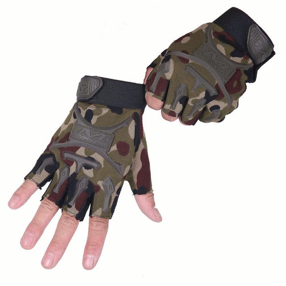 FAITH PRO Hunting Tactical Half Finger Military Camouflage Cooler Seals Bike Anti Skid  Gloves