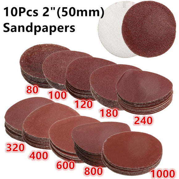 10pcs 2 Inch Sanding Discs 80-1000 Grit Sander Discs Set 50mm Sanding Polishing Pads