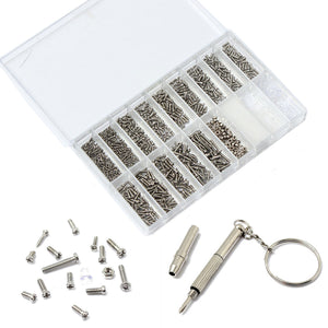 Suleve MXSS1 1000Pcs Glasses Sun Glassess Watches Pad Screw Nut Kit with Screwdriver Repairtools