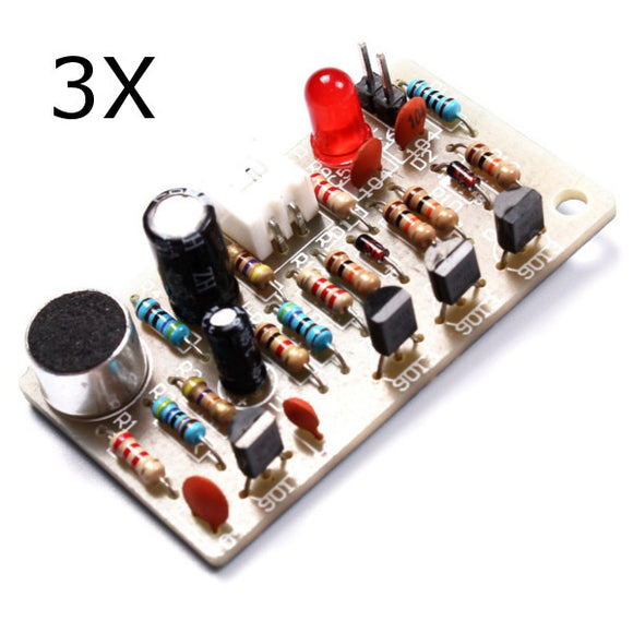 3Pcs Voice Control Clap Switch Module Kit High Sensitive LED Rhythm Bistable Switch DIY Kit