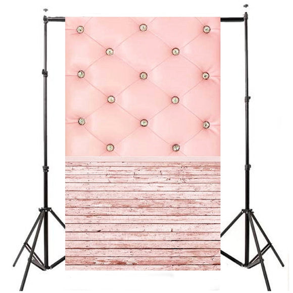 3x5FT Vinyl Pink Wood Floor Bedside Photography Backdrop Background Studio Prop