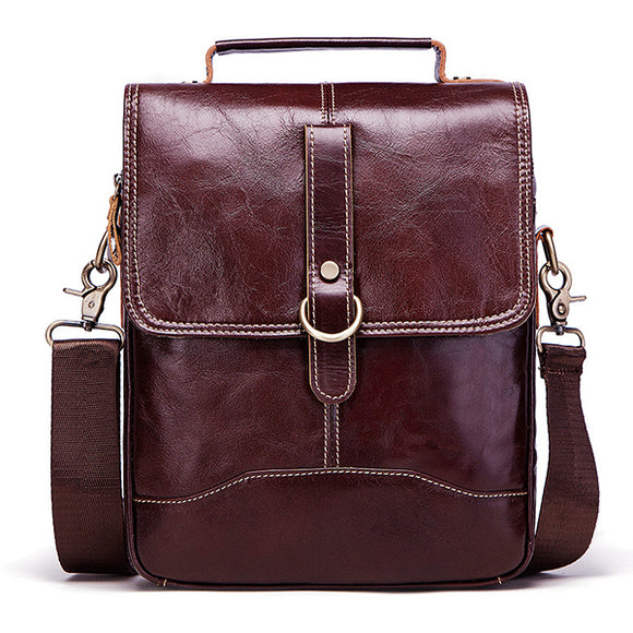 Men Genuine Leather Outdoor Business Vintage Large Capacity Crossbody Bag